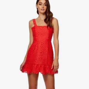 Kookai Red Lace Dress Size 38 US small Berry Scalloped Hem Sleeveless ✨